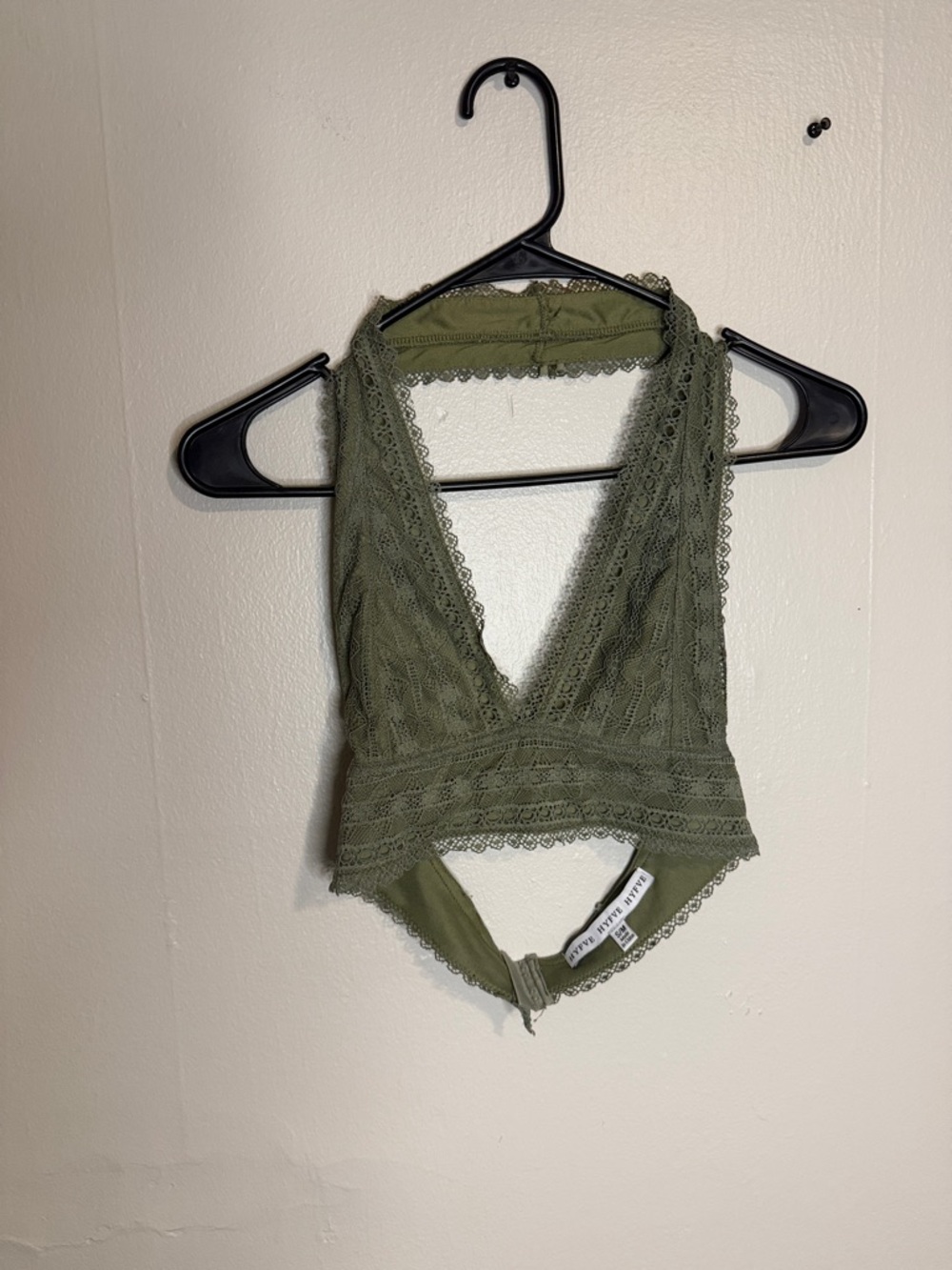 HYFVE Olive Lace Halter Bralette Bodysuit